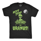 Mens Funny T Shirts Next Stop Uranus Sarcastic Alien UFO Graphic Novelty Tee for Men
