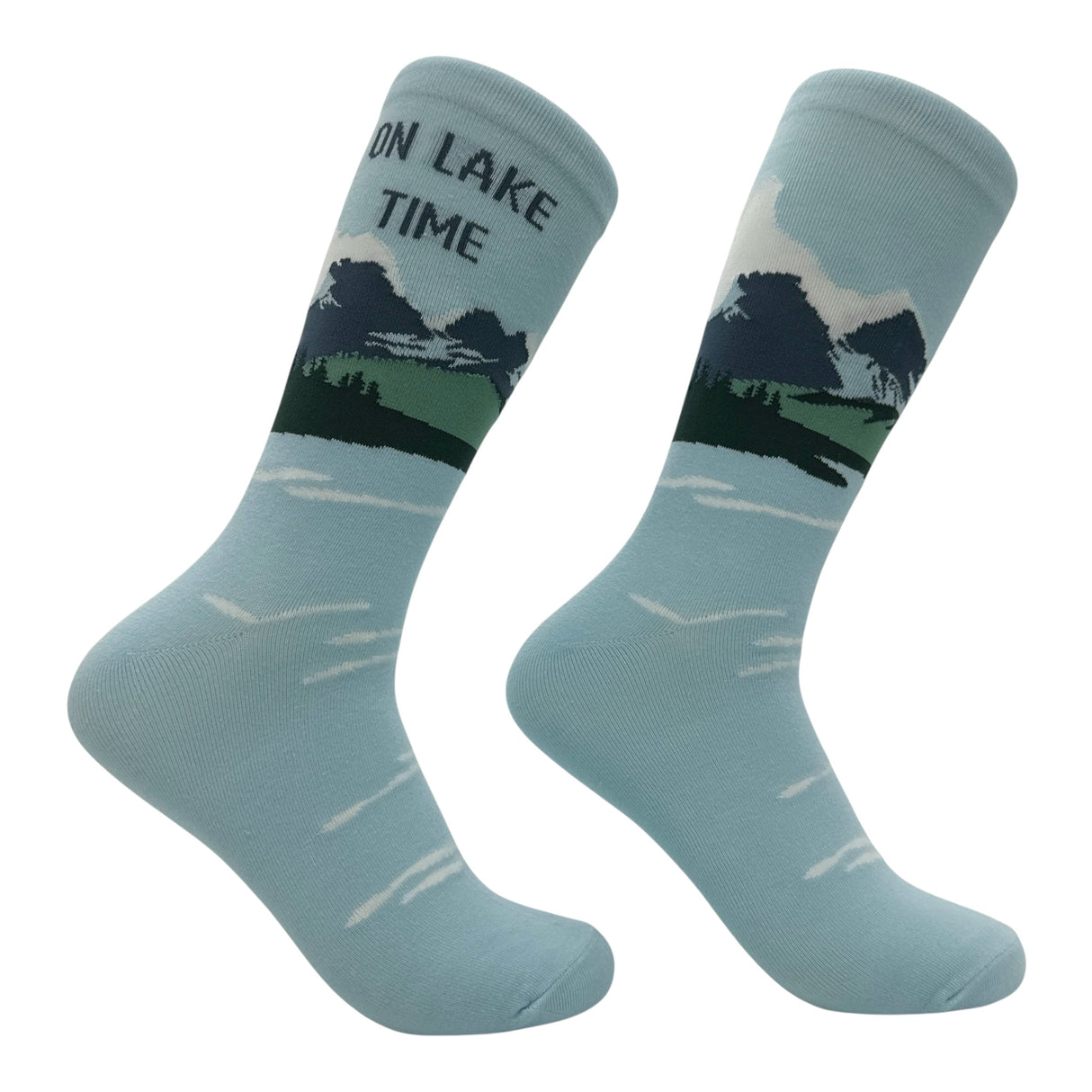 Men's On Lake Time Socks Funny Sarcastic Vacation Graphic Novelty Footwear for Men
