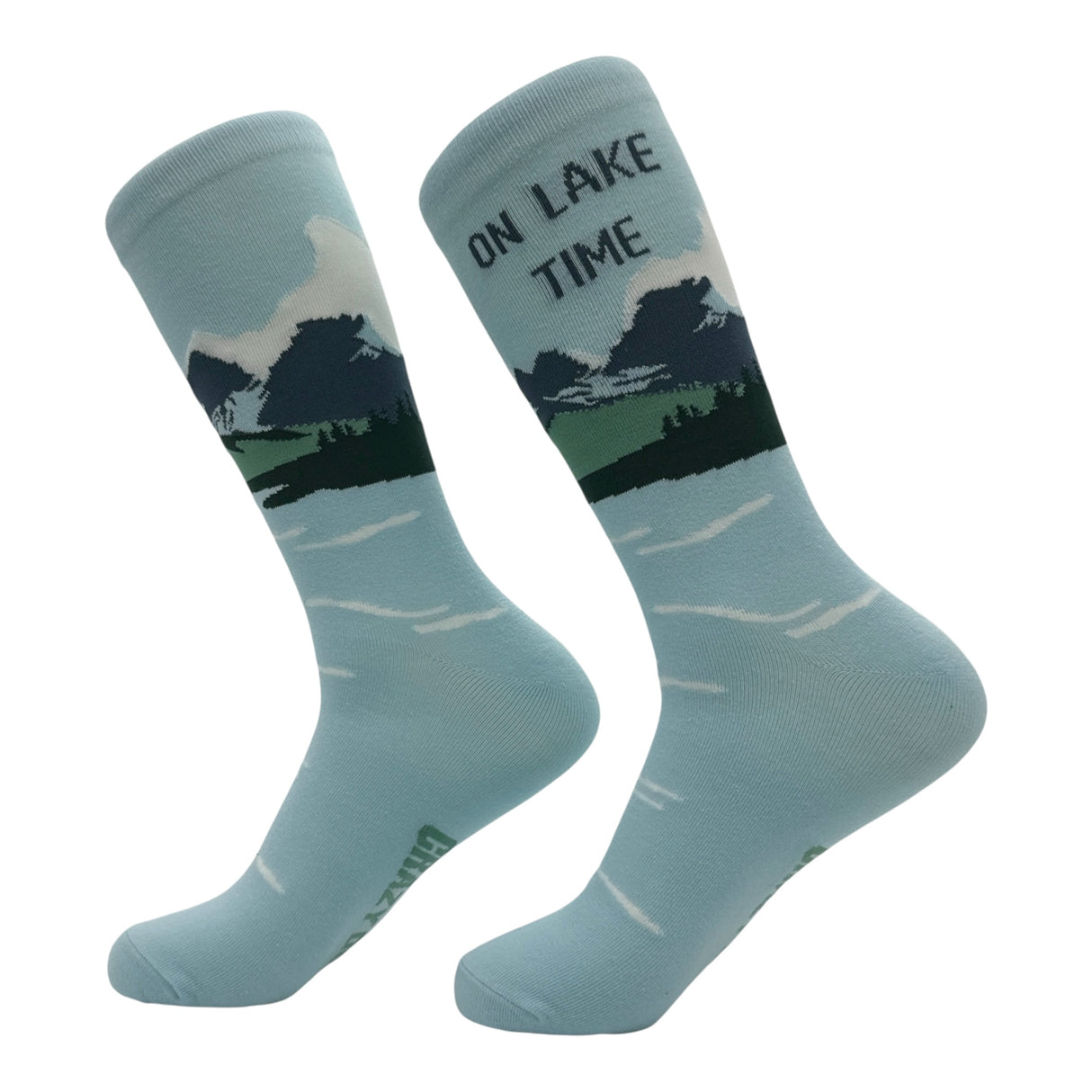 Men's On Lake Time Socks Funny Sarcastic Vacation Graphic Novelty Footwear for Men