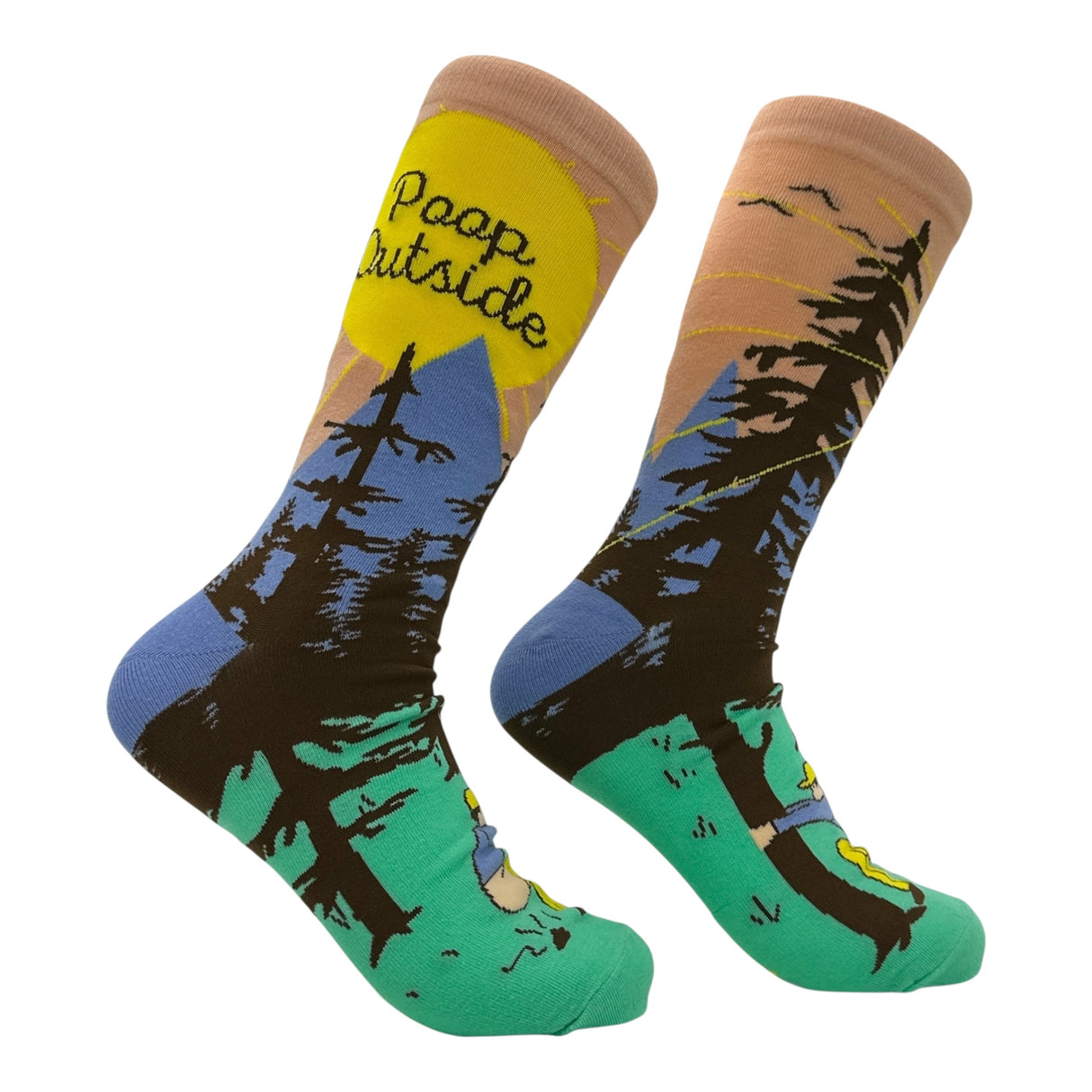 Men's Poop Outside Socks Funny Sarcastic Camping Graphic Novelty Footwear for Men