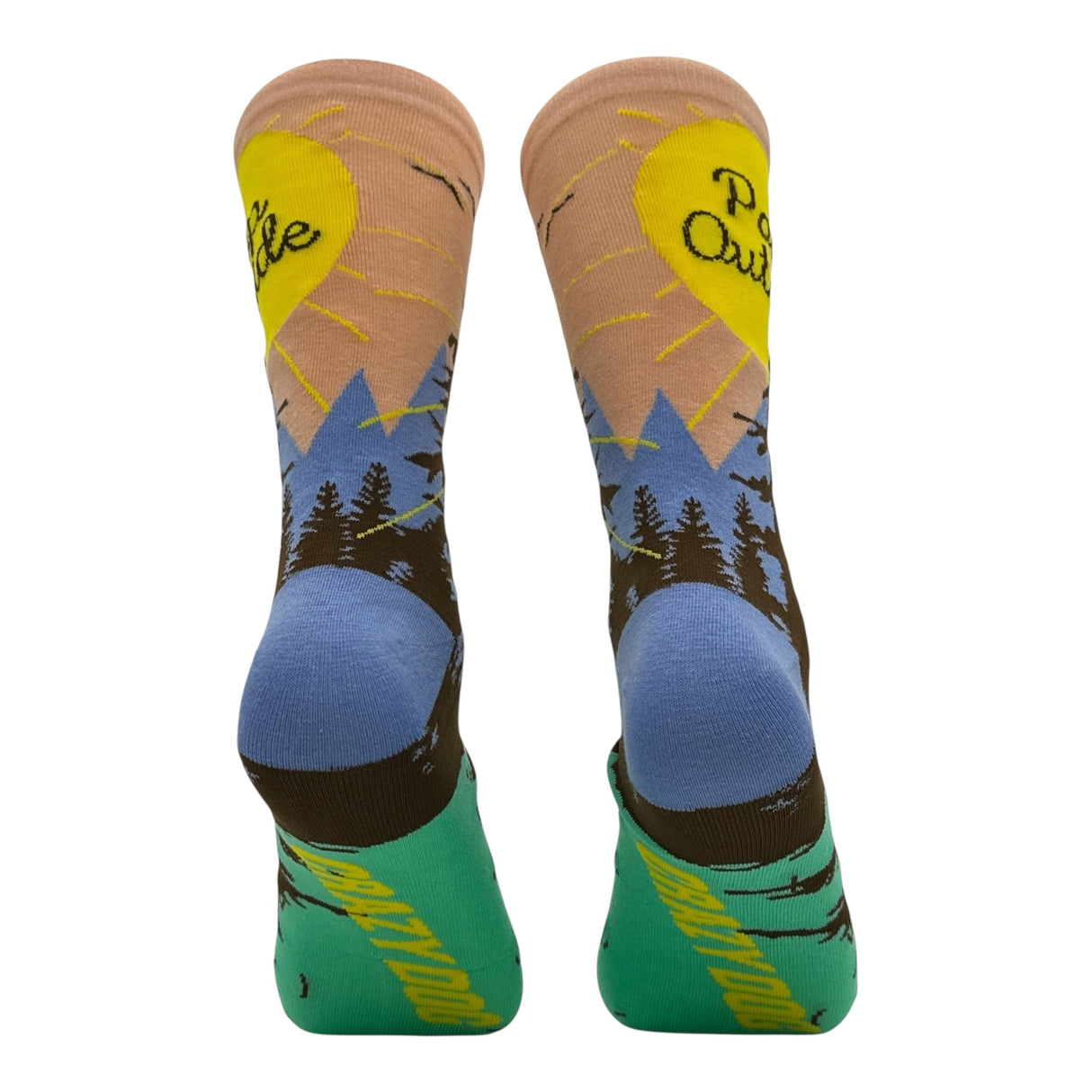 Men's Poop Outside Socks Funny Sarcastic Camping Graphic Novelty Footwear for Men