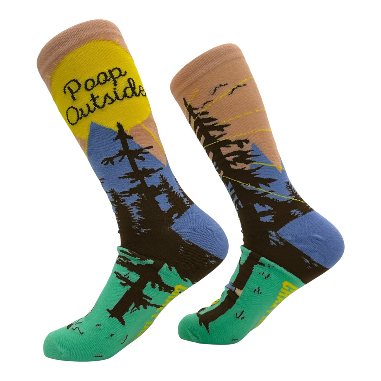 Men's Poop Outside Socks Funny Sarcastic Camping Graphic Novelty Footwear for Men