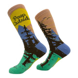 Men's Poop Outside Socks Funny Sarcastic Camping Graphic Novelty Footwear for Men