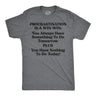 Mens Funny T Shirts Procrastination Is A Win Win Sarcastic Graphic Novelty Tee for Men