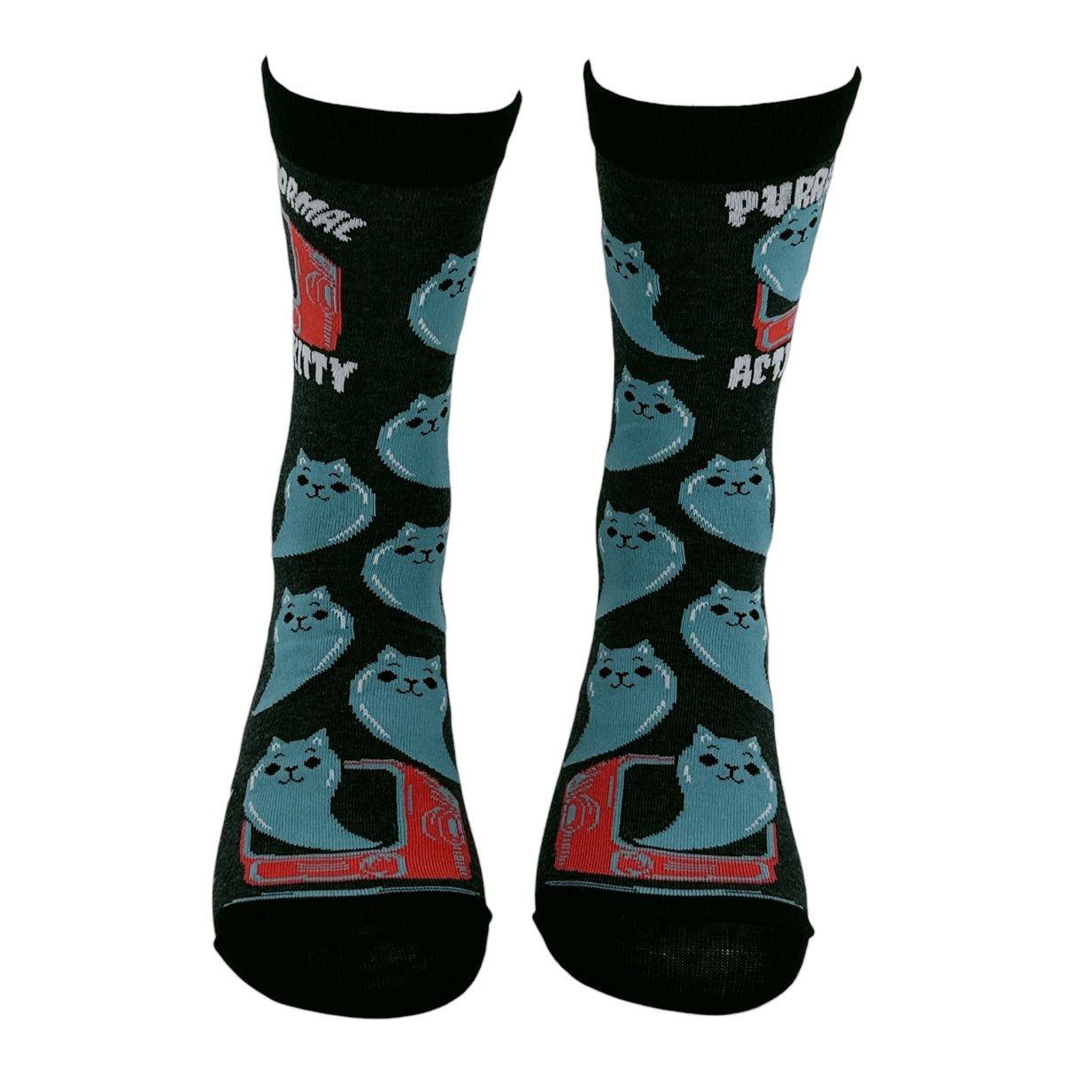 Women's Purranormal Activikitty Socks Funny Spooky Kitten Graphic Novelty Footwear for Ladies