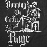Mens Funny T Shirts Running On Coffee and Rage Sarcastic Caffeine Graphic Novelty Tee for Men