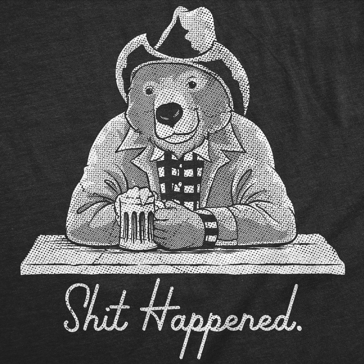 Mens Funny T Shirts Shit Happened Sarcastic Bear Graphic Novelty Tee for Men