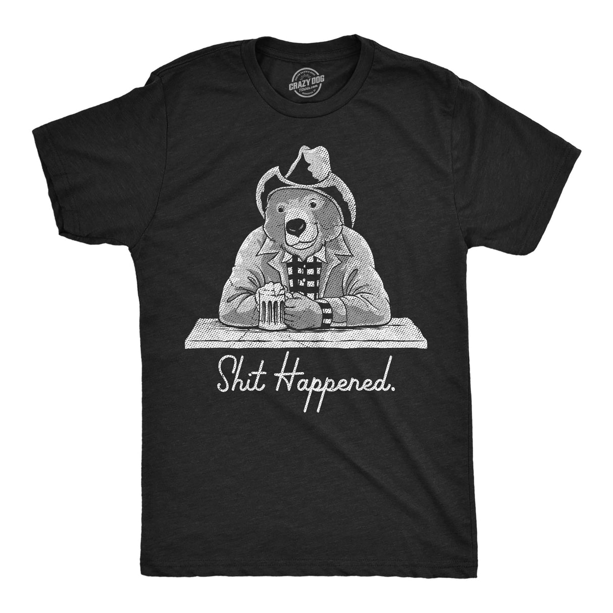 Mens Funny T Shirts Shit Happened Sarcastic Bear Graphic Novelty Tee for Men