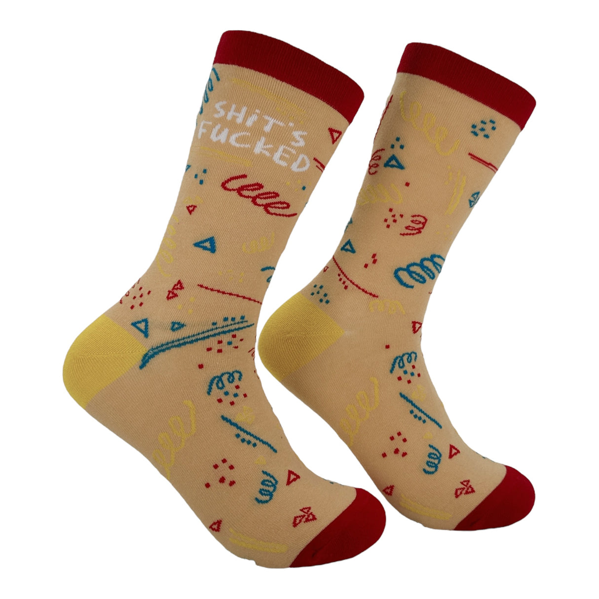 Women's Shits Fucked Socks Funny Sarcastic Graphic Novelty Footwear for Ladies
