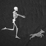 Mens Funny T Shirts Skeleton Chasing Dog Sarcastic Halloween Graphic Novelty Tee for Men
