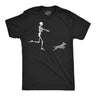 Mens Funny T Shirts Skeleton Chasing Dog Sarcastic Halloween Graphic Novelty Tee for Men