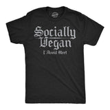 Mens Funny T Shirts Socially Vegan I Avoid Meet Sarcastic Graphic Novelty Tee for Men