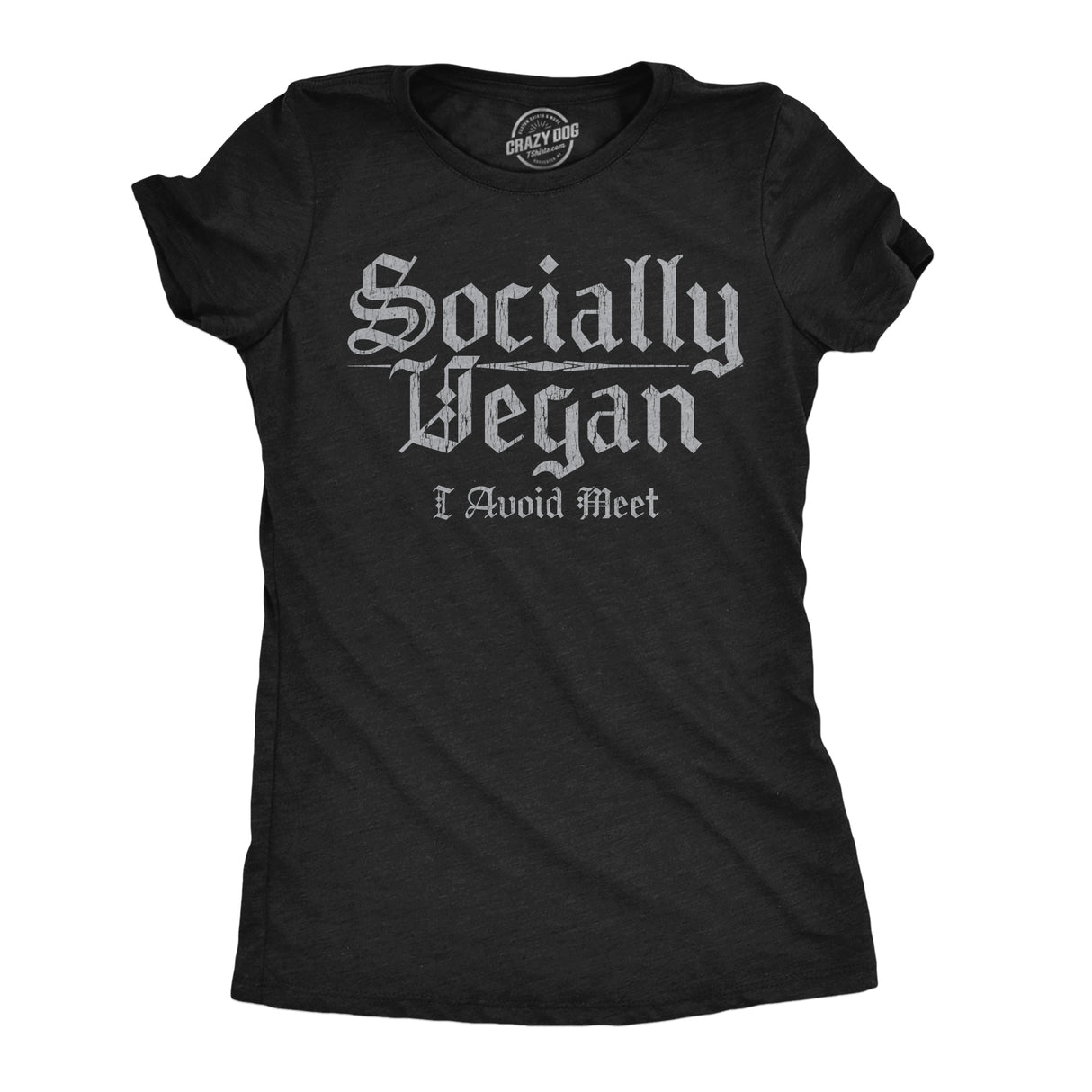 Womens Funny T Shirts Socially Vegan I Avoid Meet Sarcastic Graphic Novelty Tee for Ladies