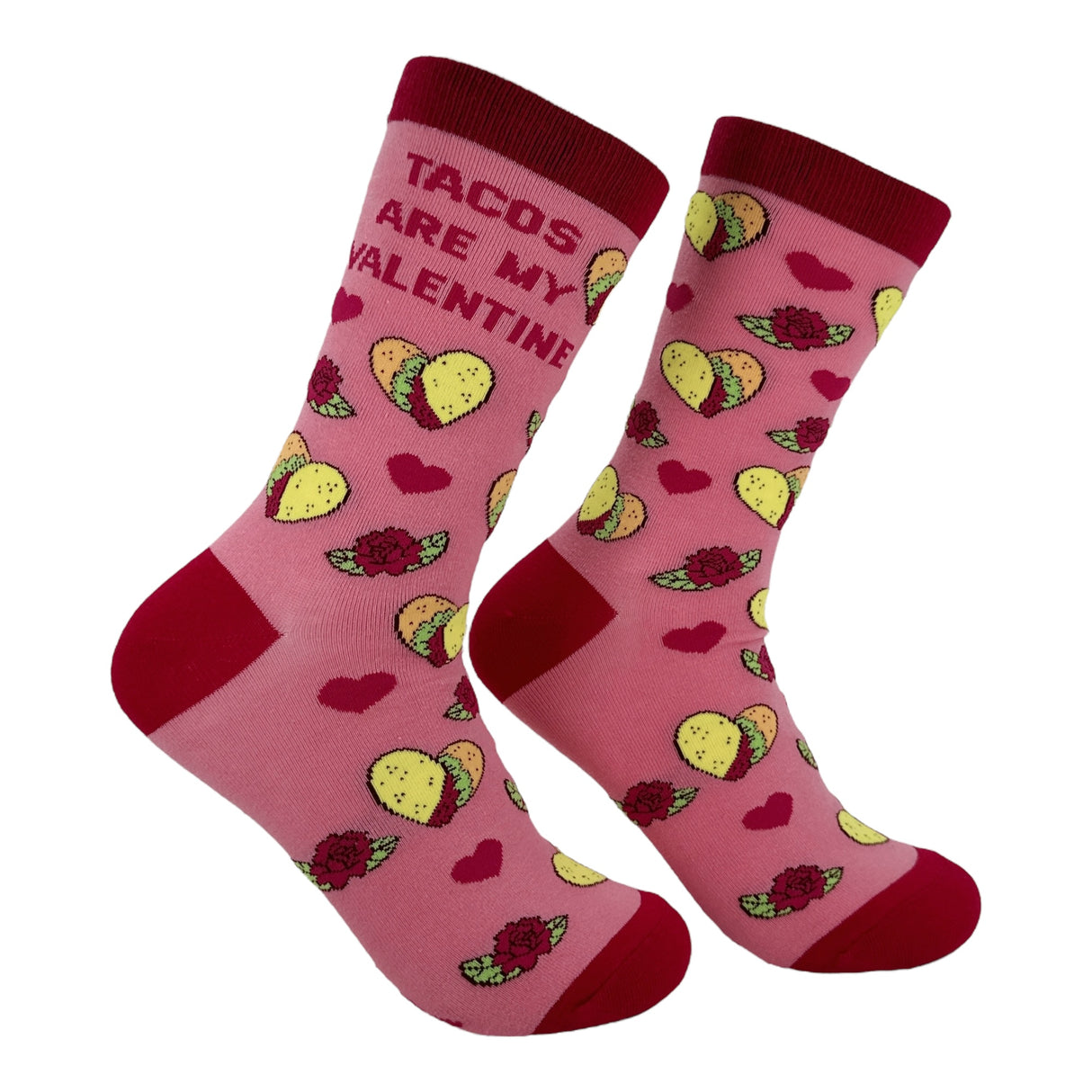 Women's Tacos Are My Valentine Socks Funny Sarcastic Valentines Day Graphic Novelty Footwear for Ladies