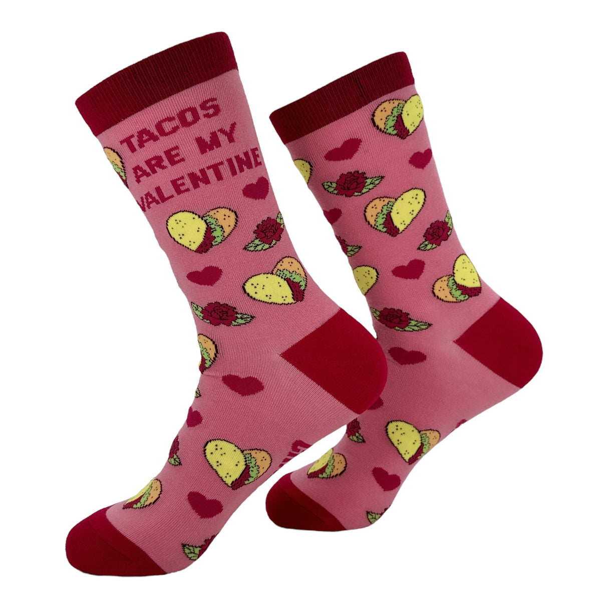 Women's Tacos Are My Valentine Socks Funny Sarcastic Valentines Day Graphic Novelty Footwear for Ladies