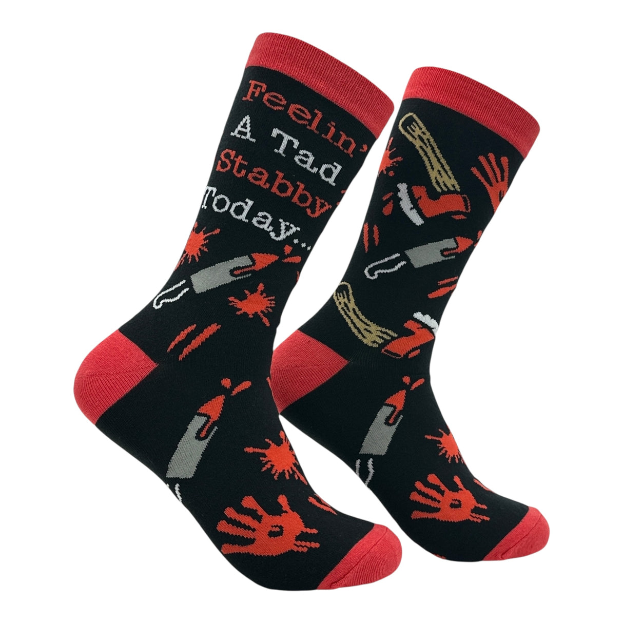 Women's Feeling A Tad Stabby Today Socks Funny Sarcastic Knife Graphic Novelty Footwear for Ladies