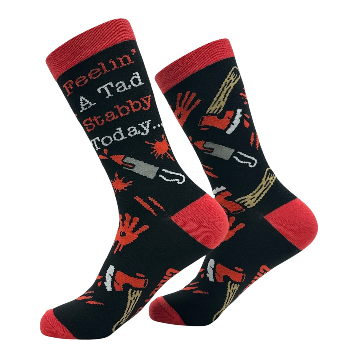 Women's Feeling A Tad Stabby Today Socks Funny Sarcastic Knife Graphic Novelty Footwear for Ladies