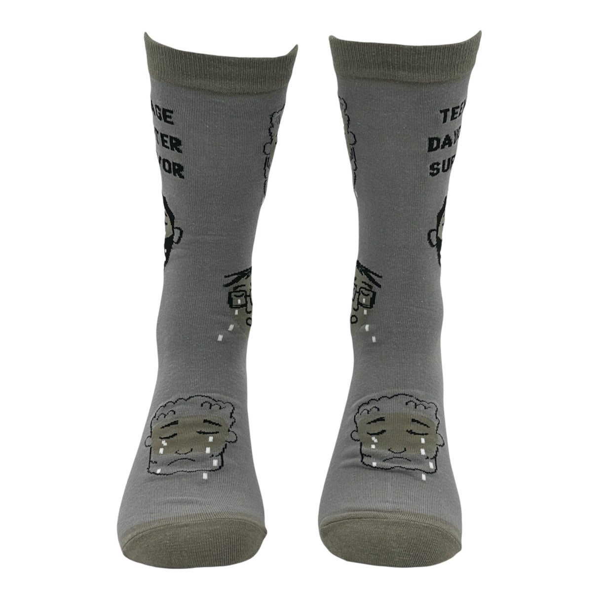 Men's Teenage Daughter Survivor Socks Funny Sarcastic Parent Graphic Novelty Footwear for Men