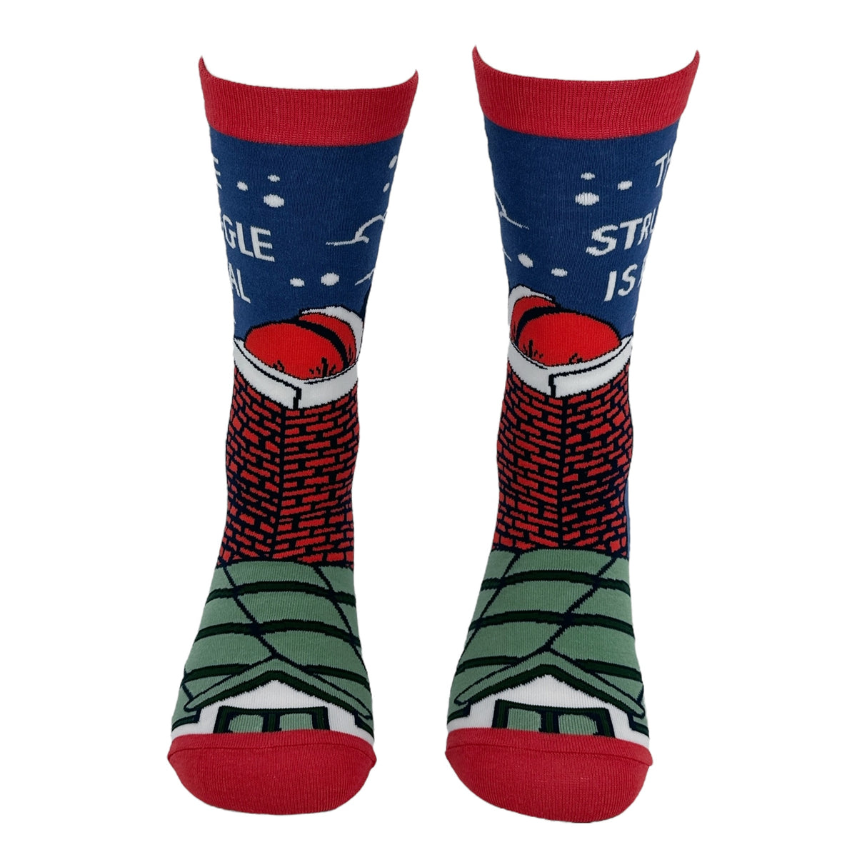 Women's The Struggle Is Real Socks Funny Sarcastic Santa Graphic Novelty Xmas Footwear for Ladies