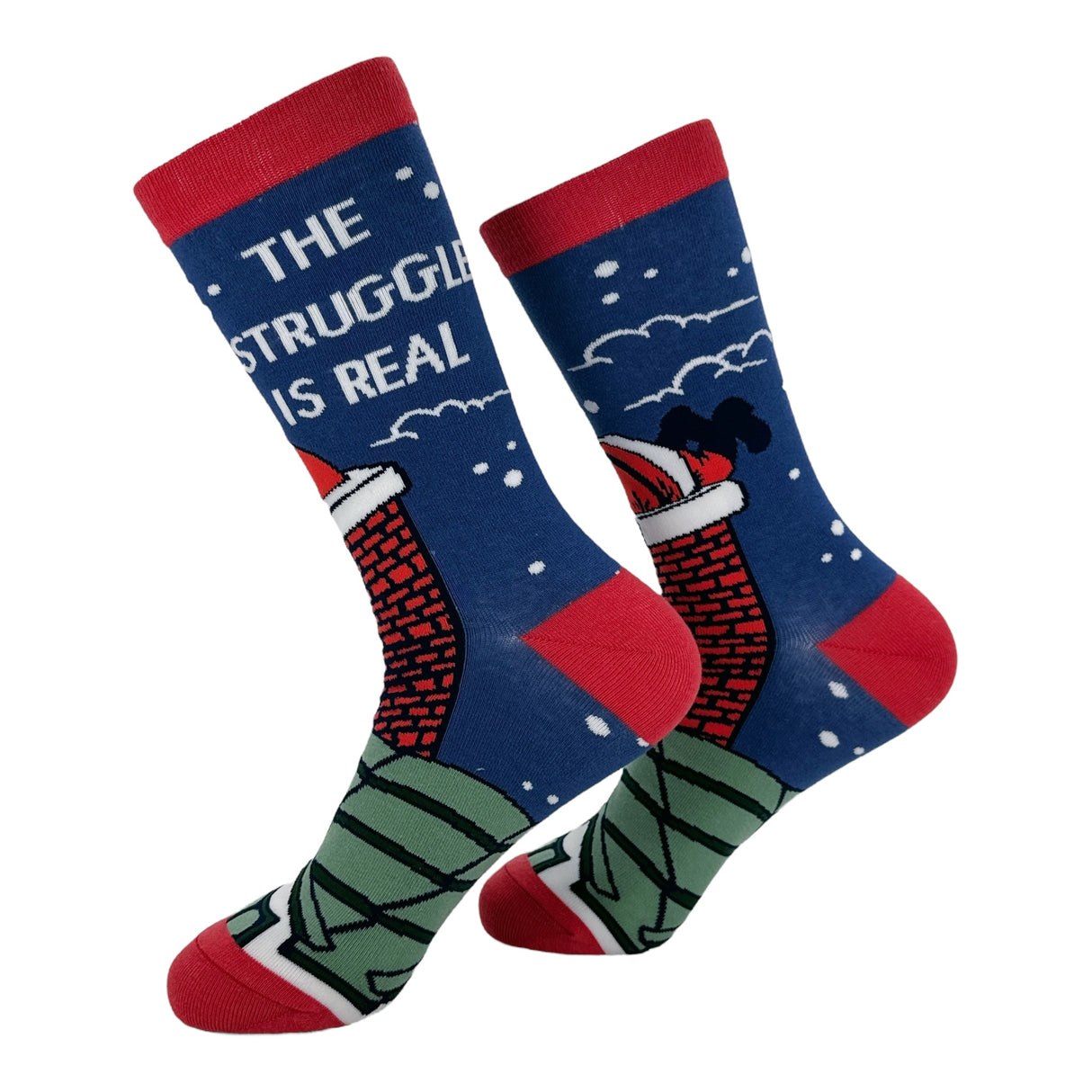 Women's The Struggle Is Real Socks Funny Sarcastic Santa Graphic Novelty Xmas Footwear for Ladies