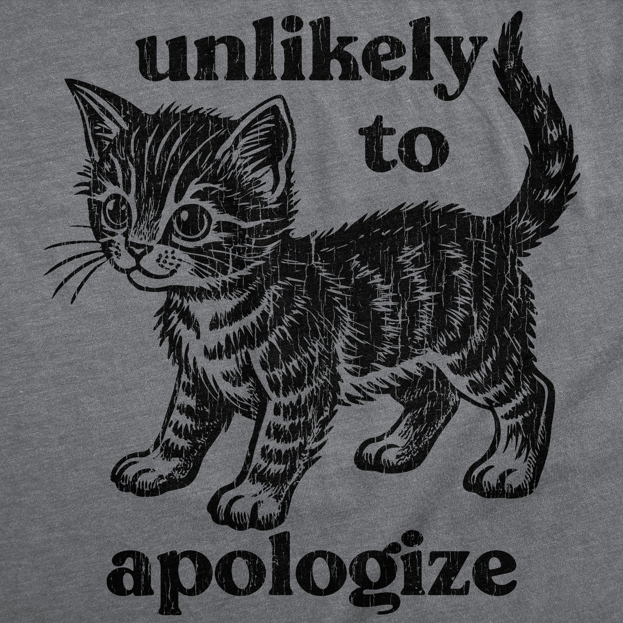 Womens Funny T Shirts Unlikely to Apologize Sarcastic Kitten Graphic Novelty Tee for Ladies