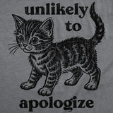 Womens Funny T Shirts Unlikely to Apologize Sarcastic Kitten Graphic Novelty Tee for Ladies