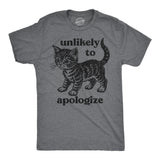 Mens Funny T Shirts Unlikely to Apologize Sarcastic Kitten Graphic Novelty Tee for Men