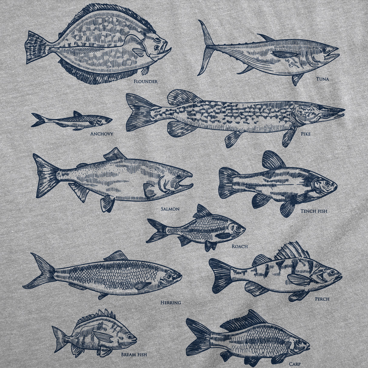 Mens Funny T Shirts Vintage Fish With Names Sarcastic Fishing Graphic Novelty Tee for Men