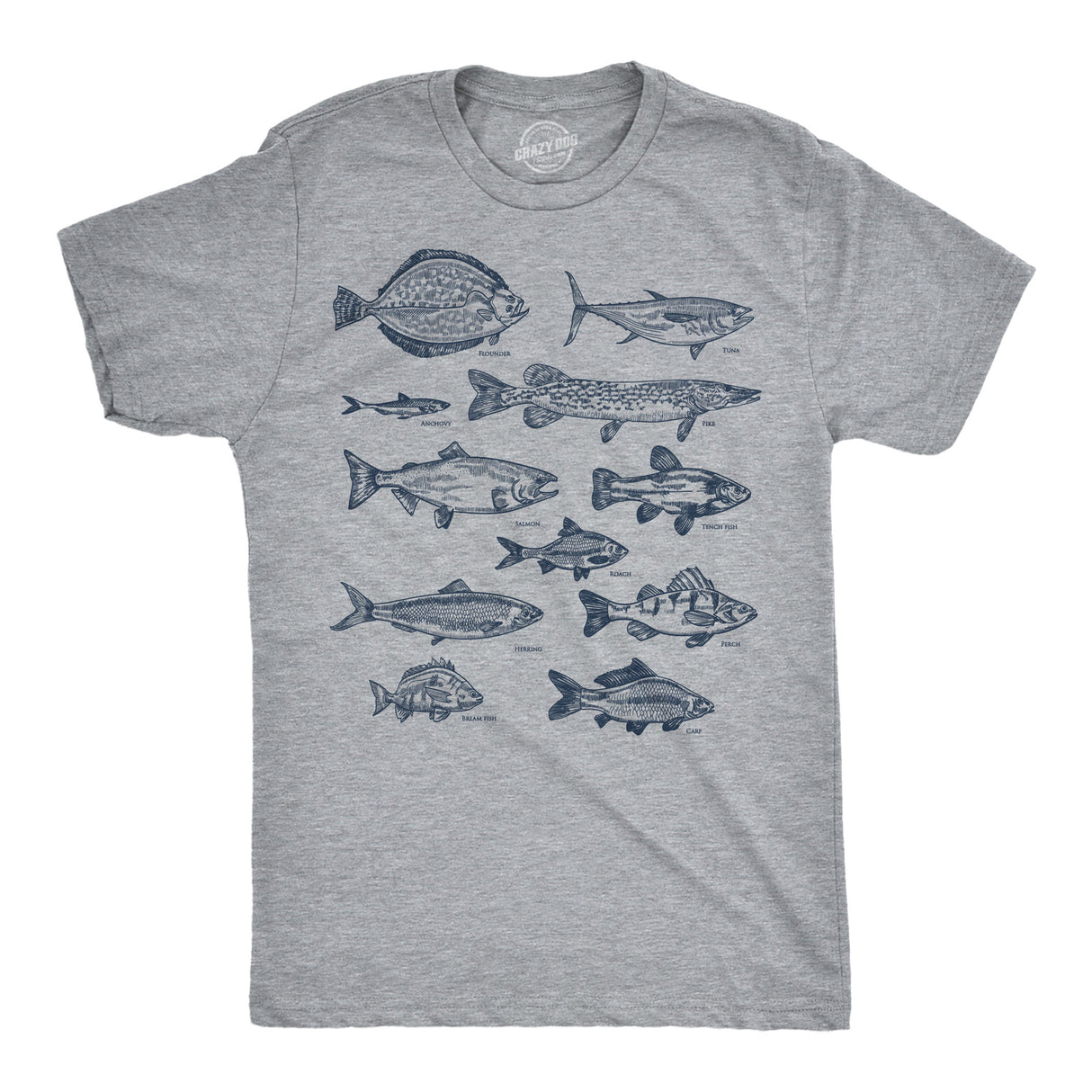 Mens Funny T Shirts Vintage Fish With Names Sarcastic Fishing Graphic Novelty Tee for Men