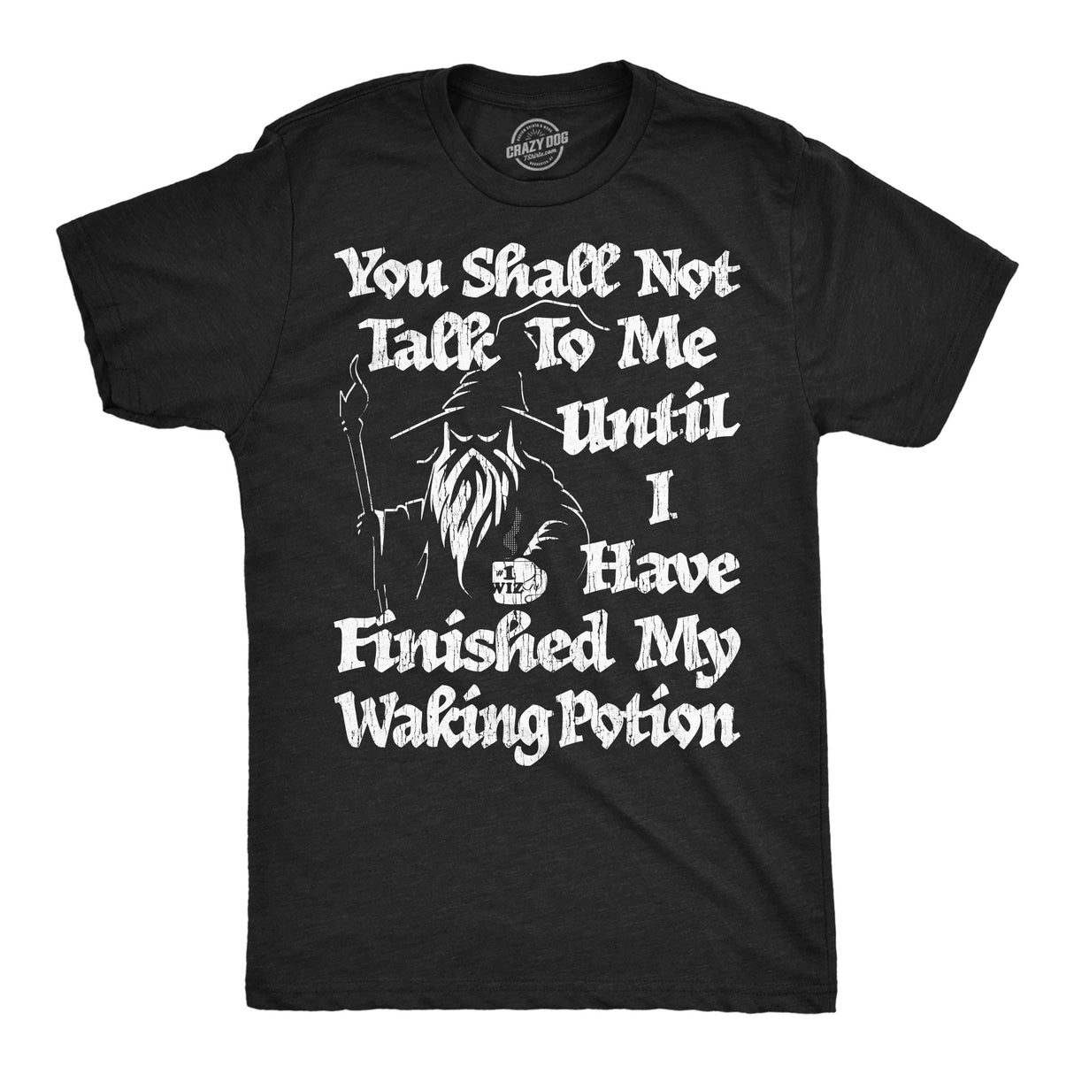 Mens Funny T Shirts You Shall Not Talk to Me Until I Have Finished My Waking Potion Sarcastic Wizard Tee for Men