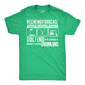 Mens Funny T Shirts Weekend Forecast Golfing With A Chance Of Moderate to Severe Drinking Novelty Tee for Men