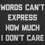 Mens Funny T Shirts Words Cant Express How Much I Dont Care Sarcastic Graphic Novelty Tee for Men