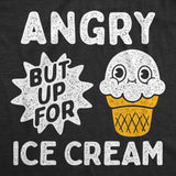 Youth Funny T Shirts Angry But Up for Ice Cream Sarcastic Dessert Graphic Novelty Tee for Kids