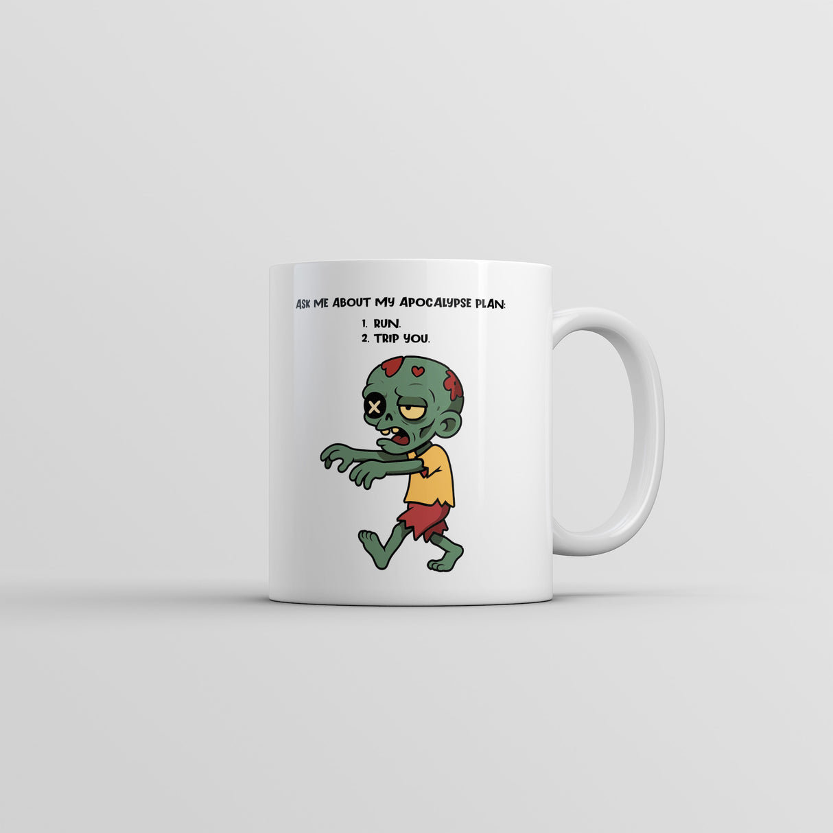 Ask Me About My Apocalypse Plan Mug Funny Sarcastic Zombie Graphic Novelty Coffee Cup-11oz