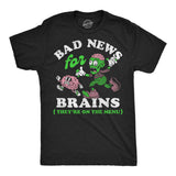 Mens Funny T Shirts Bad News For Brains Sarcastic Zombie Graphic Novelty Tee For Men
