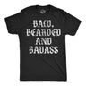 Mens Funny T Shirts Bald Bearded and Badass Sarcastic Graphic Novelty Tee for Men