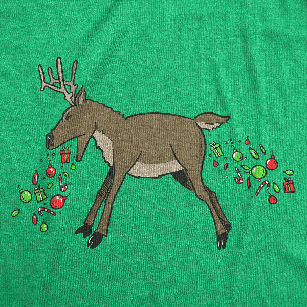 Mens Funny T Shirts Barfing Shitting Reindeer Sarcastic Christmas Graphic Novelty Tee for Men