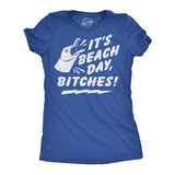 Womens Funny T Shirts Its Beach Day Bitches Sarcastic Seagull Graphic Novelty Tee for Ladies