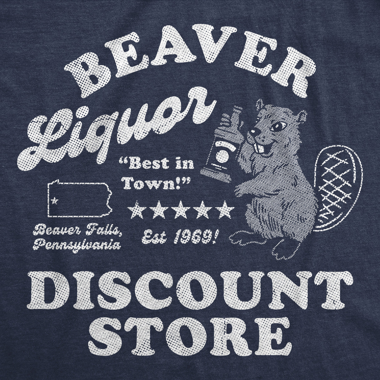Mens Funny T Shirts Beaver Liquor Discount Store Sarcastic Adult Joke Graphic Novelty Tee for Men