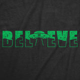 Mens Funny T Shirts Believe UFO Sarcastic Alien Graphic Novelty Tee for Men