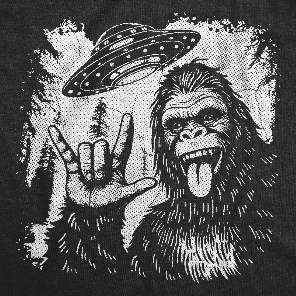 Mens Funny T Shirts Bigfoot UFO Sarcastic Sasquatch Graphic Novelty Alien Tee For Men