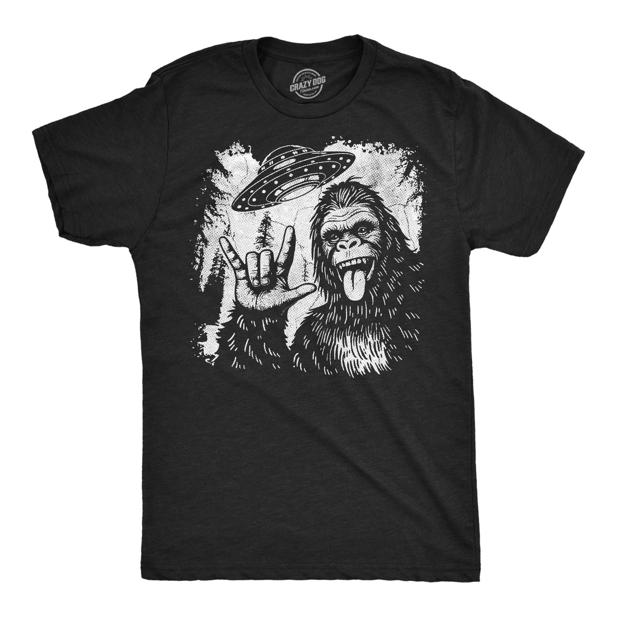 Mens Funny T Shirts Bigfoot UFO Sarcastic Sasquatch Graphic Novelty Alien Tee For Men
