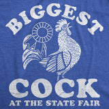 Mens Funny T Shirts Biggest Cock At The State Fair Sarcastic Rooster Graphic Novelty Tee For Men