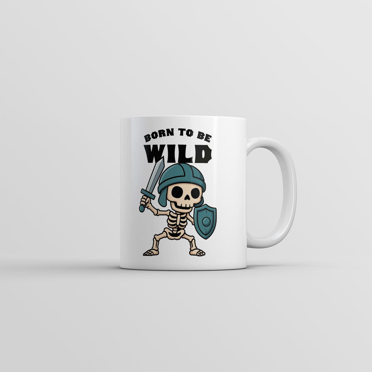 Born to Be Wild Skeleton Mug Funny Sarcastic Warrior Graphic Novelty Coffee Cup-11oz