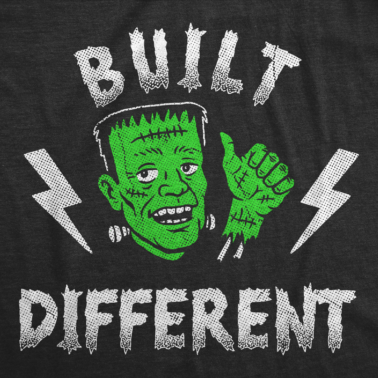 Mens Funny T Shirts Built Different Sarcastic Frankenstein Graphic Novelty Halloween Tee For Men
