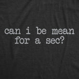 Mens Funny T Shirts Can I Be Mean for A Sec Sarcastic Graphic Novelty Tee for Men