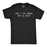 Mens Funny T Shirts Can I Be Mean for A Sec Sarcastic Graphic Novelty Tee for Men
