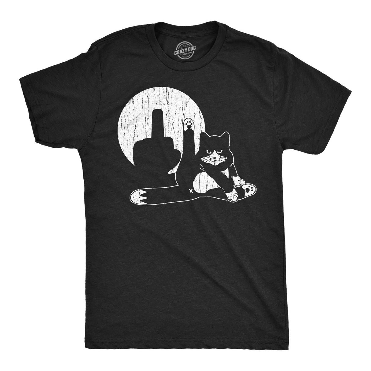 Mens Funny T Shirts Cat Middle Finger Shadow Puppet Show Sarcastic Graphic Novelty Tee for Men
