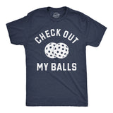 Mens Funny T Shirts Check Out My Balls Sarcastic Pickleball Graphic Novelty Tee for Men