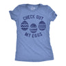 Womens Funny T Shirts Check Out My Eggs Sarcastic Easter Graphic Novelty Tee for Ladies